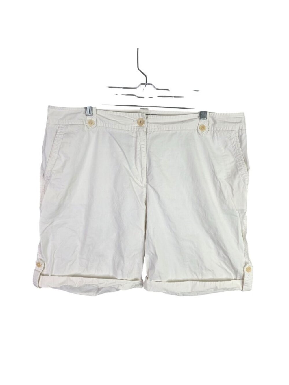 Womens Talbots White Cuff Bermuda Shorts Cotton Blend Classic Fit Size 16W